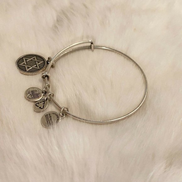 ALex and Ani Star of David Bangle Bracelet Silver Tone Metal Adjustable 6044 - Picture 9 of 12